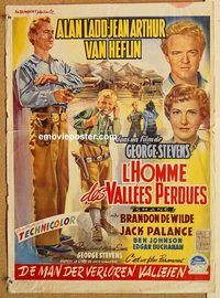 d195 SHANE Belgian movie poster '53 Alan Ladd, Jean Arthur, Heflin