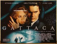 d411 GATTACA DS British quad movie poster '97 Hawke, Law, Thurman