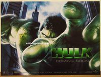 d430 HULK DS teaser British quad movie poster '03 Ang Lee, Eric Bana, Stan Lee