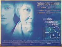 d434 IRIS DS British quad movie poster '01 Judi Dench, Kate Winslet
