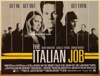 d435 ITALIAN JOB DS British quad movie poster '03 Wahlberg, Theron