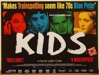 d441 KIDS advance British quad movie poster '95 Larry Clark, AIDS!