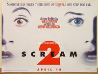 d497 SCREAM 2 DS teaser British quad movie poster '97 Wes Craven