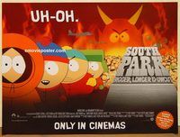 d508 SOUTH PARK: BIGGER, LONGER & UNCUT British quad movie poster '99
