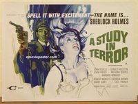 d517 STUDY IN TERROR British quad movie poster '66 Sherlock Holmes!