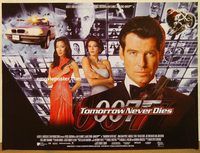 d527 TOMORROW NEVER DIES DS British quad movie poster '97 Brosnan as Bond