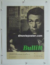 d048 BULLITT linen East German movie poster '69 Steve McQueen