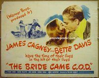 d084 BRIDE CAME C.O.D. half-sheet movie poster '41 James Cagney, Davis