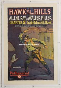 d024 HAWK OF THE HILLS linen Chap 2 one-sheet movie poster '27 great image!