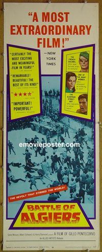 d075 BATTLE OF ALGIERS insert movie poster '68 Pontecorvo
