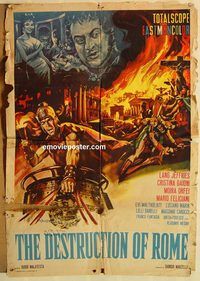 d106 FIRE OVER ROME Italian/English export one-sheet movie poster '63