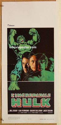 d236 INCREDIBLE HULK Italian locandina movie poster '77 Bill Bixby