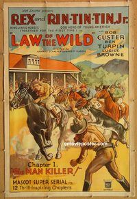 d062 LAW OF THE WILD Chap 1 one-sheet movie poster '34 western serial!