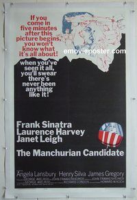 d027 MANCHURIAN CANDIDATE linen one-sheet movie poster '62 Frank Sinatra