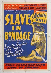 d033 SLAVES IN BONDAGE 1sh R40s wonderful art of an innocent girl tricked into a life of shame!