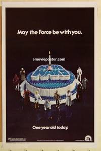 d011 STAR WARS rare birthday style 1sh '78 cool image of toy figurines on cake!