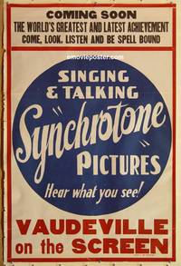 d092 SYNCHROTONE PICTURES special one-sheet movie poster c20s talkies!