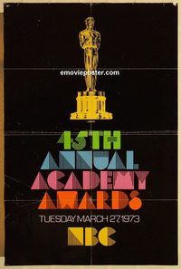 e005 45TH ANNUAL ACADEMY AWARDS one-sheet movie poster '73 NBC