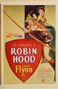 e011 ADVENTURES OF ROBIN HOOD one-sheet movie poster R76 Flynn