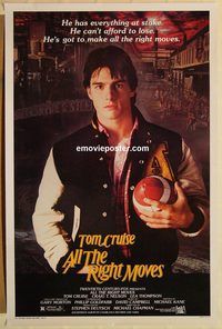 e019 ALL THE RIGHT MOVES one-sheet movie poster '83 Tom Cruise, football