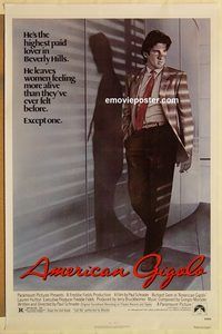 e023 AMERICAN GIGOLO one-sheet movie poster '80 Gere as male prostitute!