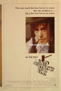 e027 AND JUSTICE FOR ALL one-sheet movie poster '79 Al Pacino
