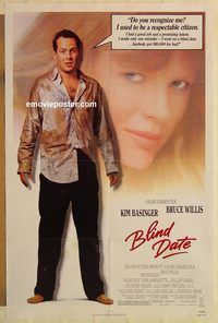 e063 BLIND DATE one-sheet movie poster '87 Kim Basinger, Bruce Willis