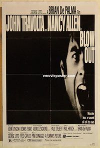 e067 BLOW OUT one-sheet movie poster '81 John Travolta, Brian De Palma