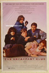 e077 BREAKFAST CLUB one-sheet movie poster '85 John Hughes, cult classic!