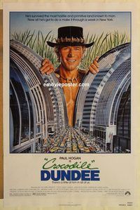 e117 CROCODILE DUNDEE one-sheet movie poster '86 Paul Hogan, Kozlowski