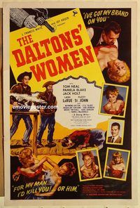 e120 DALTONS' WOMEN one-sheet movie poster '50 Tom Neal, Pamela Blake