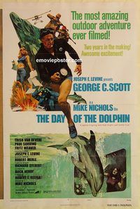 e126 DAY OF THE DOLPHIN one-sheet movie poster '73 George Scott, Devere