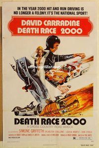 e132 DEATH RACE 2000 one-sheet movie poster '75 Roger Corman, Carradine