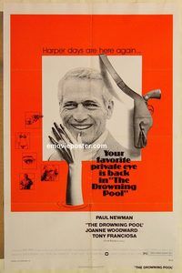 e151 DROWNING POOL one-sheet movie poster '75 Paul Newman, Woodward