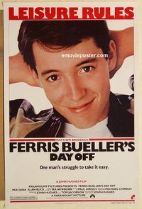 e188 FERRIS BUELLER'S DAY OFF one-sheet movie poster '86 Matthew Broderick