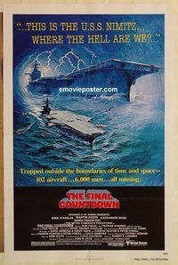 e190 FINAL COUNTDOWN one-sheet movie poster '80 Kirk Douglas, Martin Sheen