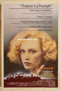 e205 FRANCES one-sheet movie poster '82 Jessica Lange as Farmer!