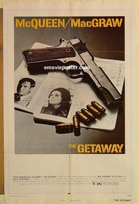 e217 GETAWAY one-sheet movie poster '72 Steve McQueen, Ali McGraw
