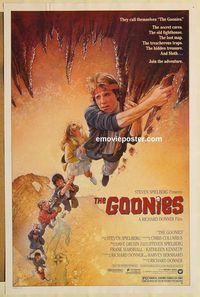 e227 GOONIES one-sheet movie poster '85 teen classic, Drew Struzan art!
