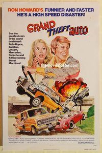 e228 GRAND THEFT AUTO one-sheet movie poster '77 Ron Howard, Roger Corman