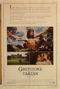 e235 GREYSTOKE one-sheet movie poster '83 Christopher Lambert as Tarzan!