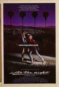 e282 INTO THE NIGHT one-sheet movie poster '85 Jeff Goldblum, Pfeiffer