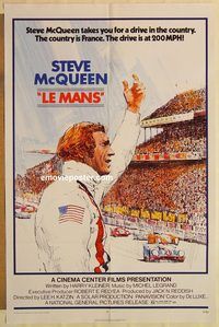 e323 LE MANS one-sheet movie poster '71 Steve McQueen, car racing in France!