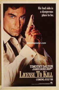e332 LICENCE TO KILL teaser one-sheet movie poster '89 Dalton as James Bond