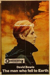 e364 MAN WHO FELL TO EARTH one-sheet movie poster '76 David Bowie image!