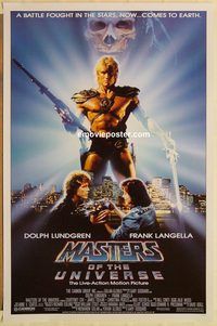e374 MASTERS OF THE UNIVERSE 1sh '87 great image of Dolph Lundgren as He-Man!