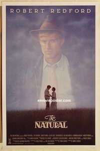 e398 NATURAL one-sheet movie poster '84 Robert Redford, baseball!
