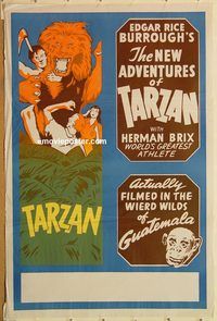 e403 NEW ADVENTURES OF TARZAN one-sheet movie poster '35 jungle serial!