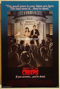e405 NIGHT OF THE CREEPS one-sheet movie poster '86 great horror image!