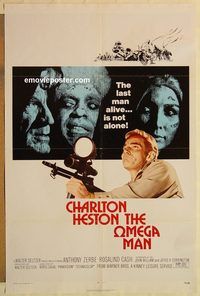e417 OMEGA MAN one-sheet movie poster '71 Charlton Heston, sci-fi!